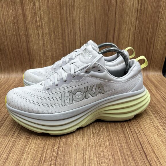 Hoka One One Bondi 8 Nimbus Cloud White Luminary Green Women’s Size 10 B - Picture 4 of 9